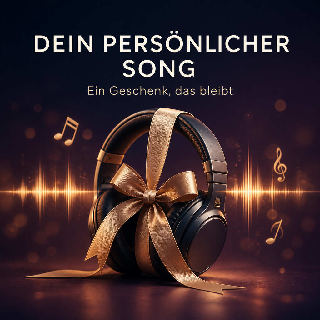 Personalisierter Song als Geschenk – Kopfhörer mit goldener Schleife